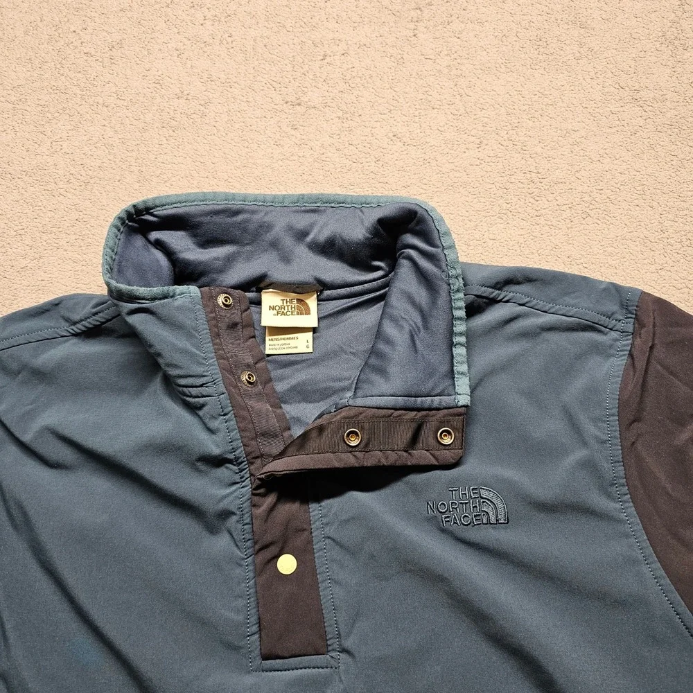 The North Face 1/4 Snap Pullover Jacket Mens L Blue Gray Lightweight Long Sleeve